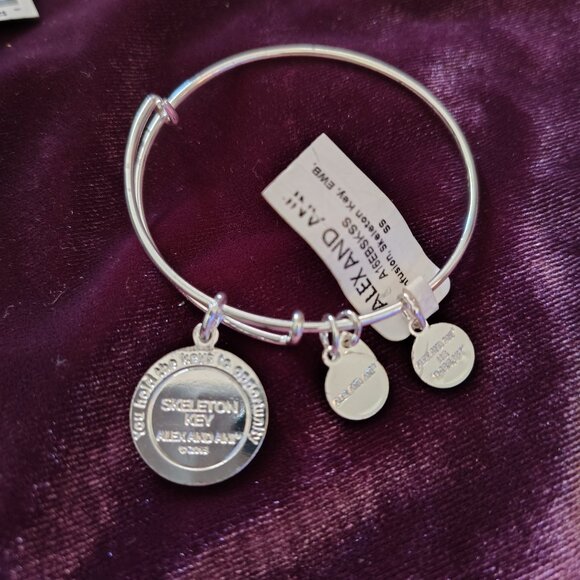 NEW Alex & Ani Skeleton Key Bangle  SILVER 792 - Picture 3 of 3